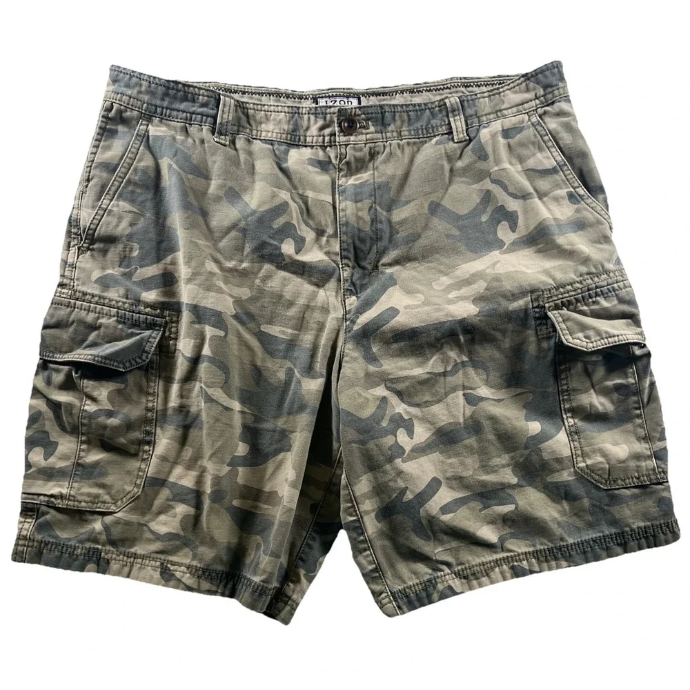 IZOD Men's 100% Cotton Camo Camouflage Cargo Shorts Size 38X 10 Inseam